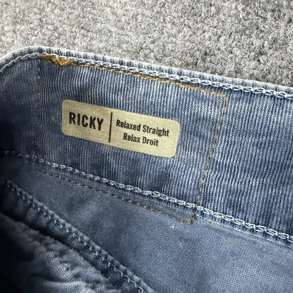 True Religion Pants Mens 33x33 Faded Blue Micro Corduroy Whisker Ricky Straight